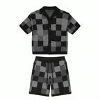 Ensemble chemise & short jacquard damier