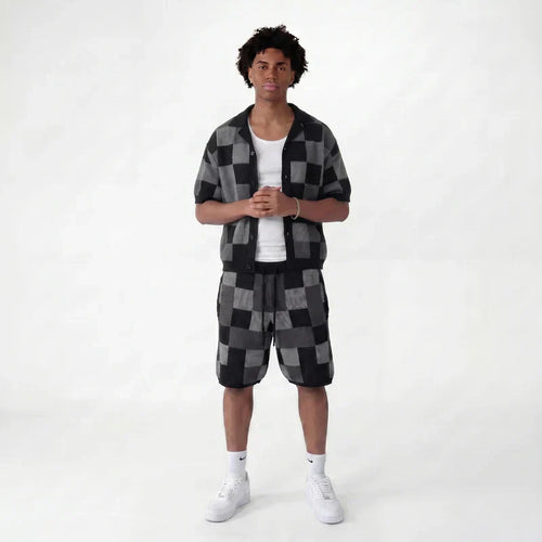 Ensemble chemise & short jacquard damier